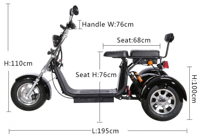 Alle des Gelände-3 Sitzer 3000W Rad-elektrische des Roller-2 EWG COC 14